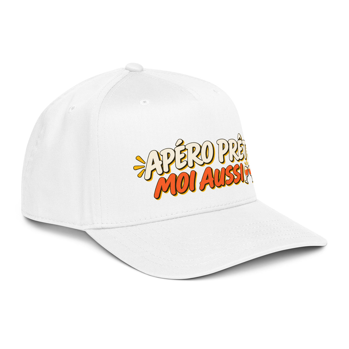 Casquette Snapback, brodée « Apéro prêt, moi aussi », vue de trois quarts, image 38