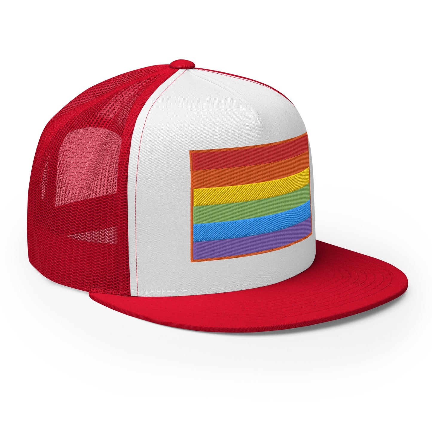 Casquette Trucker, brodée « Drapeau Rainbow », vue de trois quarts, image 10