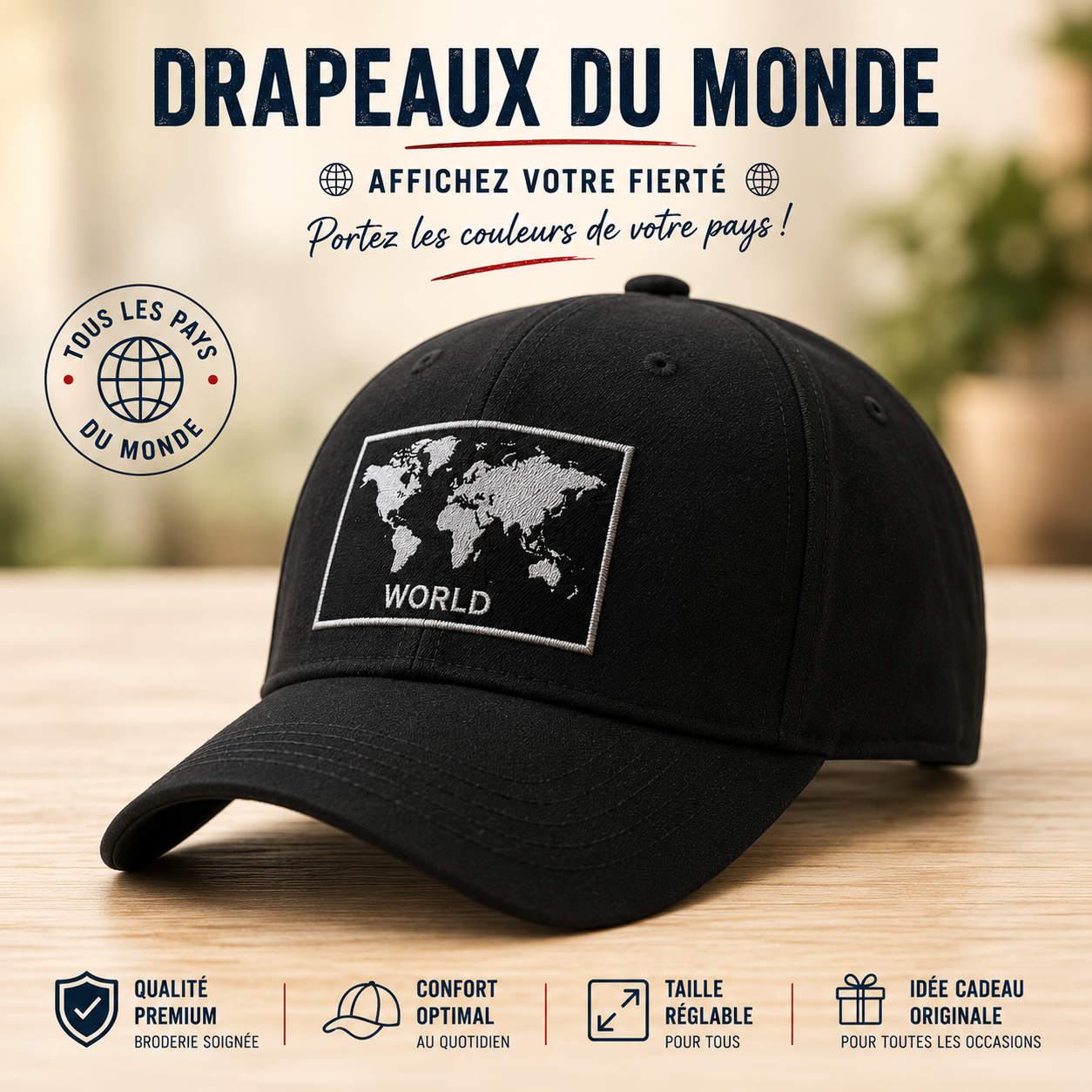 Casquettes Drapeaux du Monde