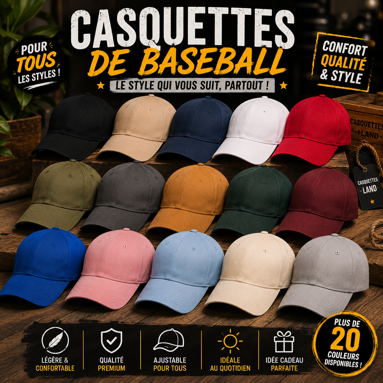 Casquettes de baseball de qualité et superbe