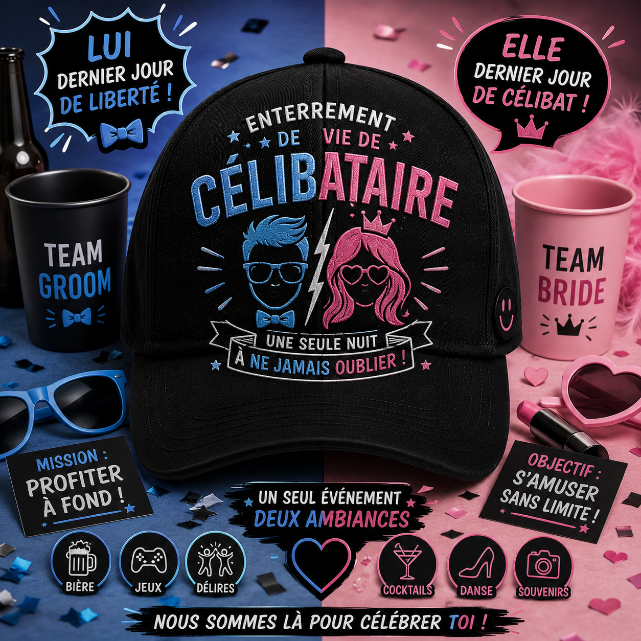 Casquettes humour EVG & EVJF