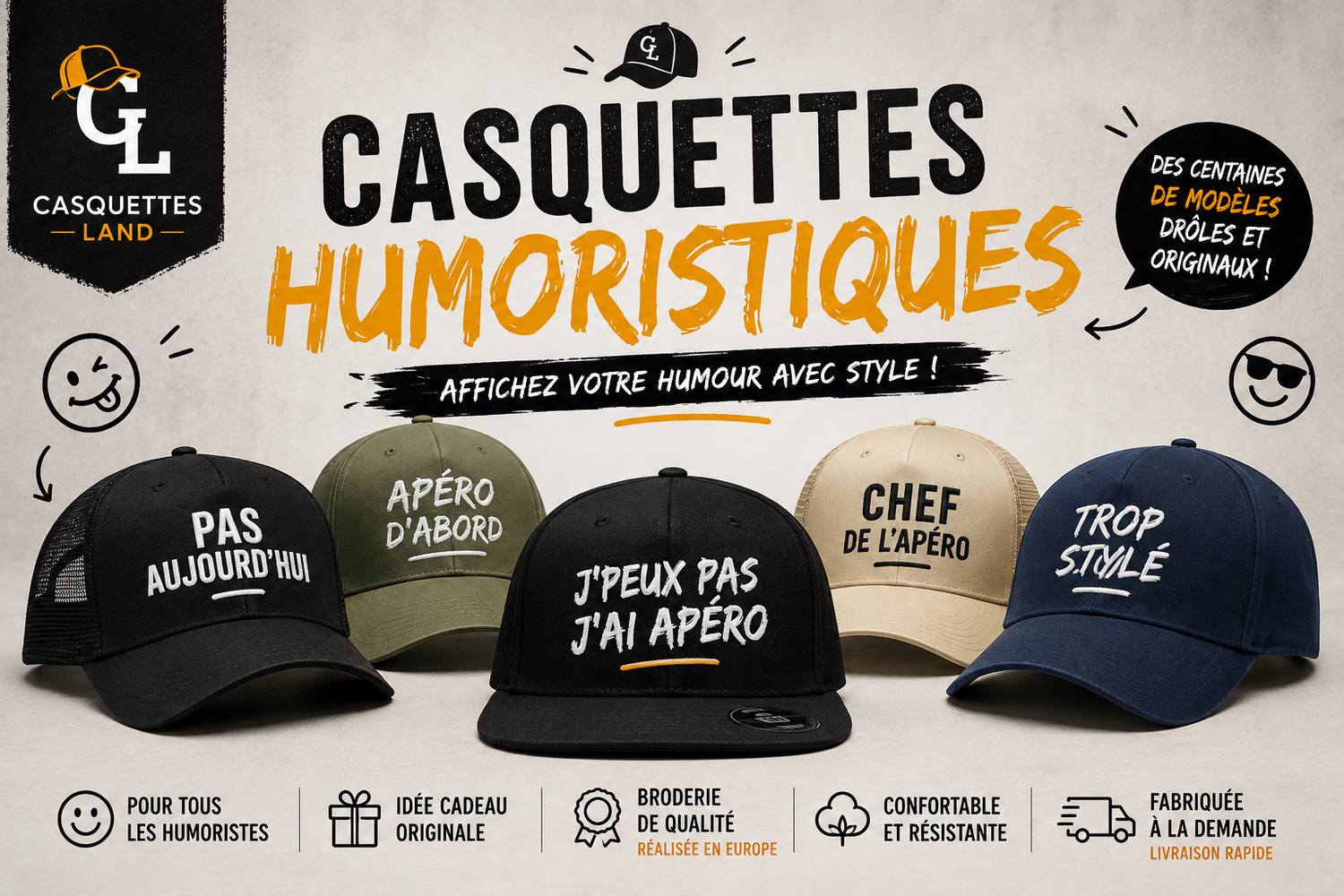 Casquettes humouristiques