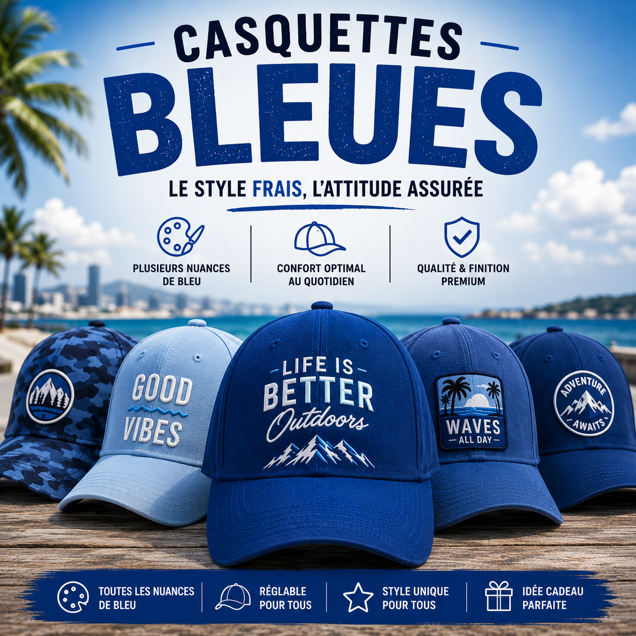 Casquettes humour Bleues