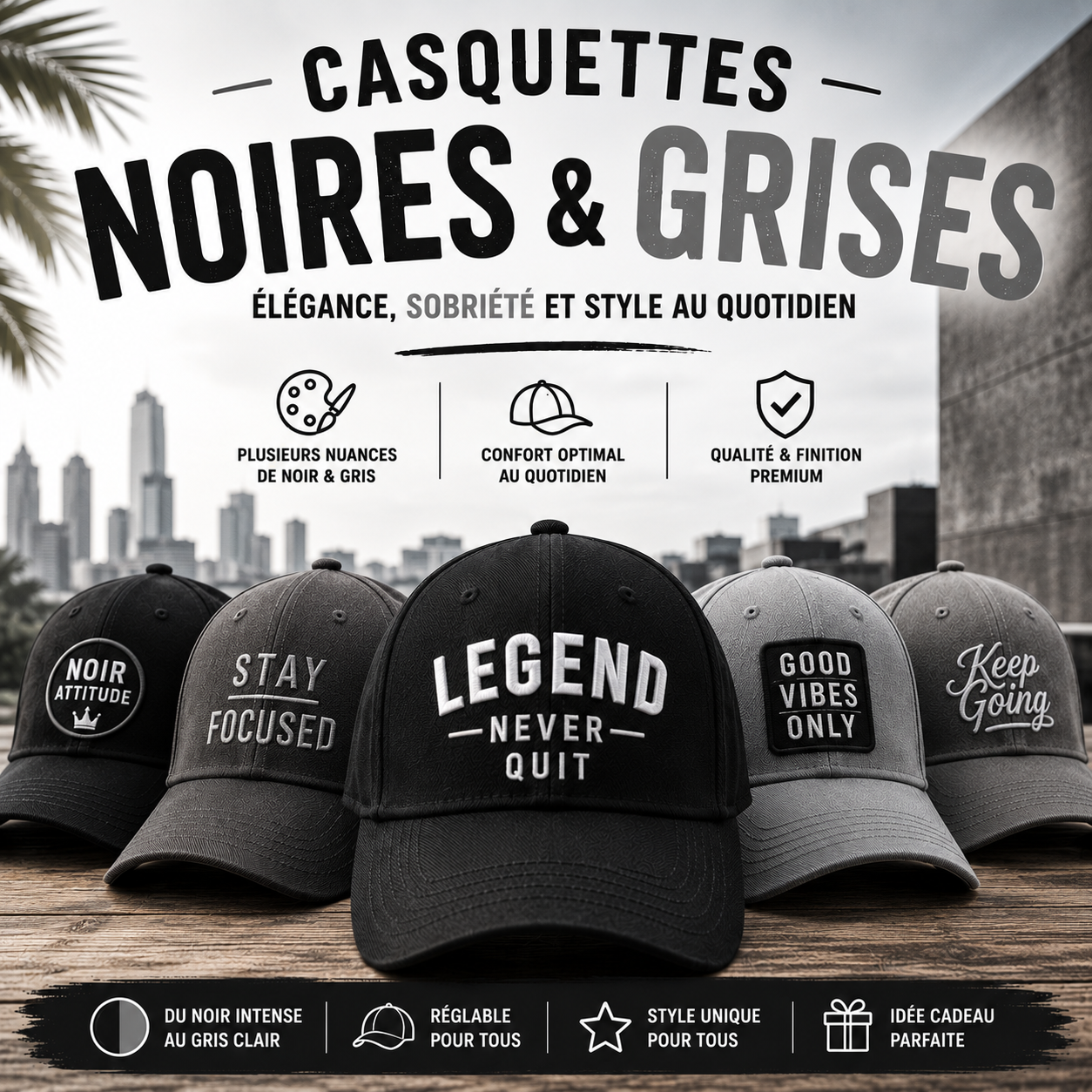 Casquettes humour Noires / Grises