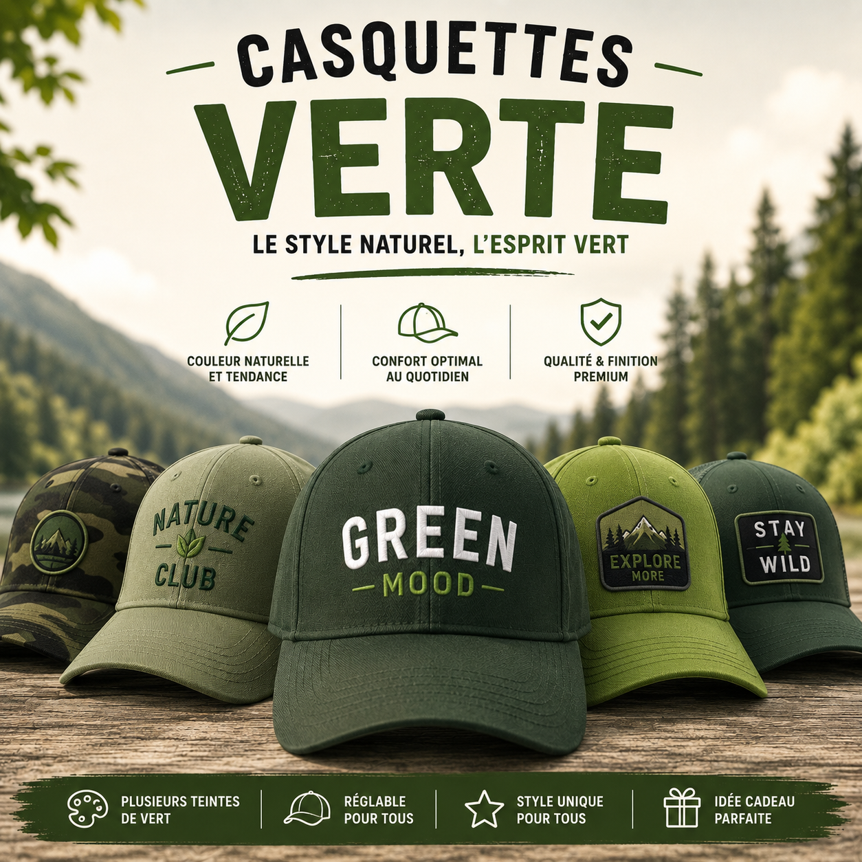 Casquettes humour Vertes