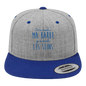 Casquette Flexfit SnapBack grise et bleu "Si tu touches ma barbe, je te touche les seins"