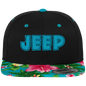 Casquette SnapBack motif Hawaï noire et fleurs "Jeep"