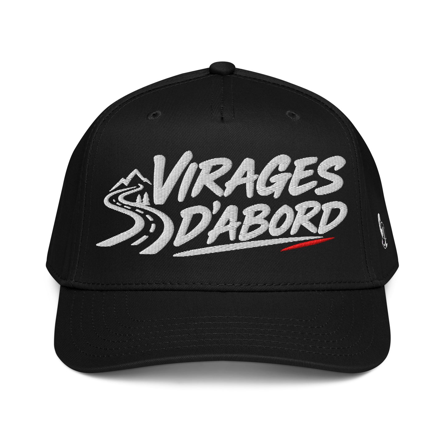 Casquette Snapback, brodée « Virages d'abord », en Noir, vue de face, image 7