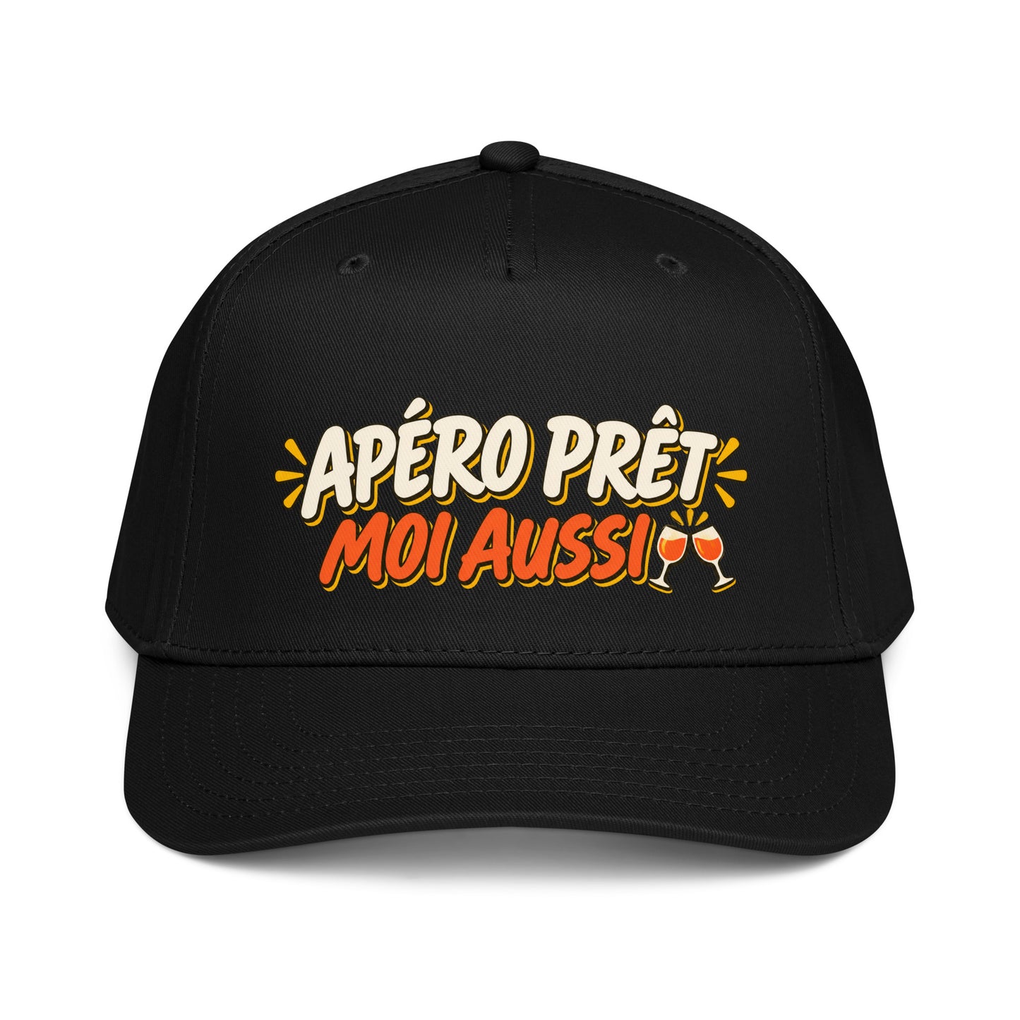 Casquette Snapback, brodée « Apéro prêt, moi aussi », en Noir, vue de face, image 12
