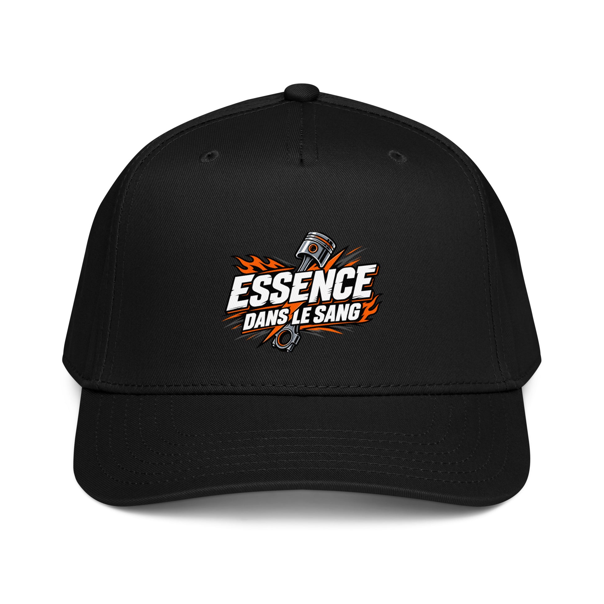 Casquette Snapback, brodée « Essence dans le moteur », en Noir, vue de face, image 2