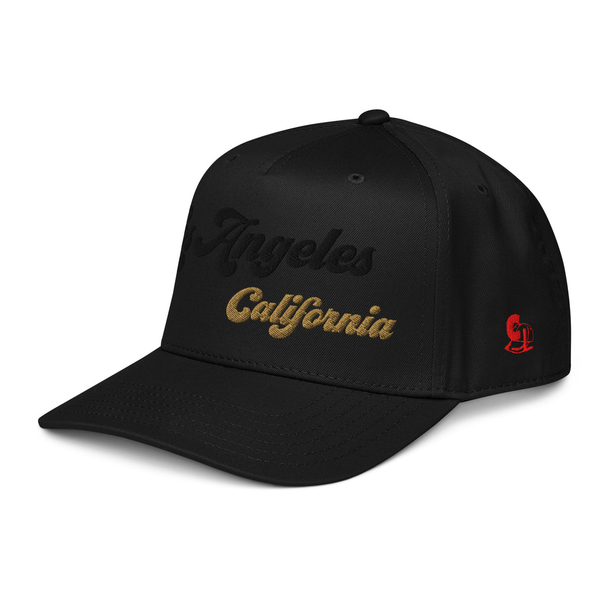Casquette Snapback, brodée « Los Angeles California », en Noir, vue de trois quarts, image 4