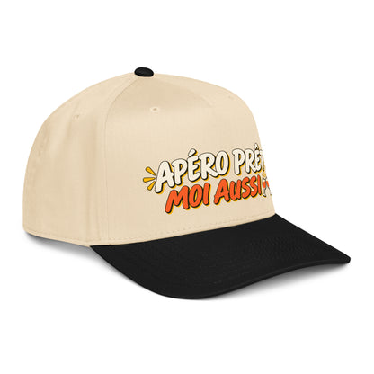 Casquette Snapback, brodée « Apéro prêt, moi aussi », en Noir, vue de trois quarts, image 19