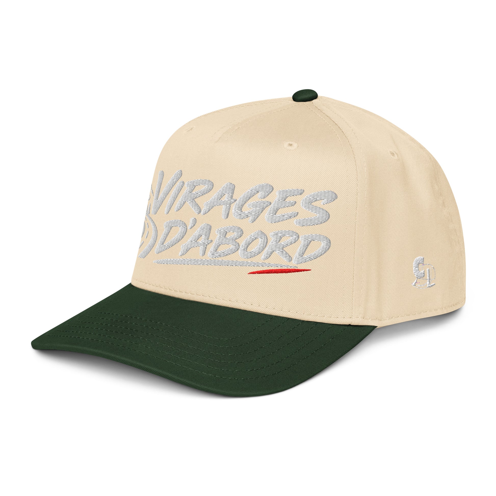 Casquette Snapback, brodée « Virages d'abord », en Dark Green/Natural, vue de trois quarts, image 21