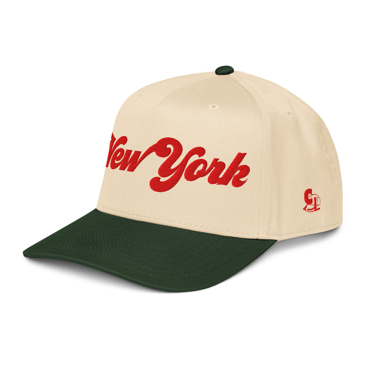 Casquette Snapback, brodée « New York », en Dark Green/Natural, vue de trois quarts, image 19