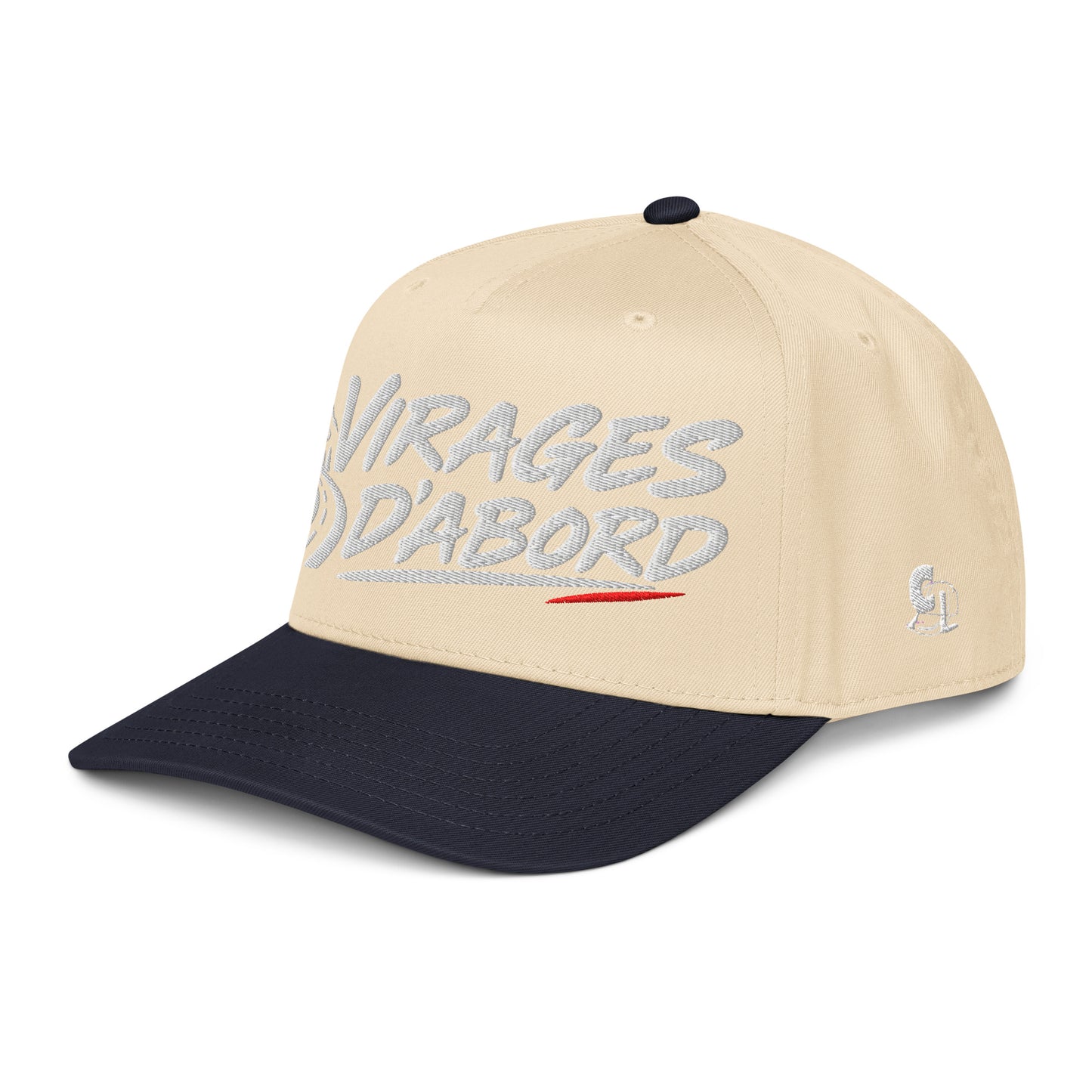 Casquette Snapback, brodée « Virages d'abord », en Navy/Natural, vue de trois quarts, image 17