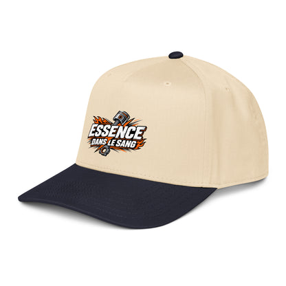 Casquette Snapback, brodée « Essence dans le moteur », en Navy/Natural, vue de trois quarts, image 15