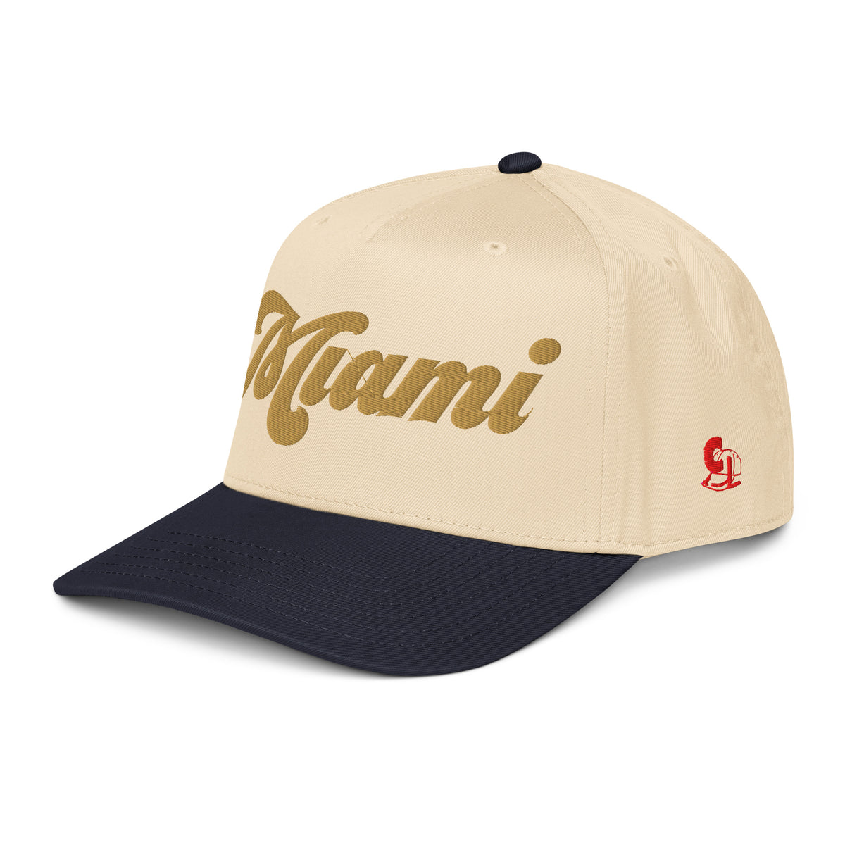 Casquette Snapback, brodée « Miami », en Navy/Natural, vue de trois quarts, image 16