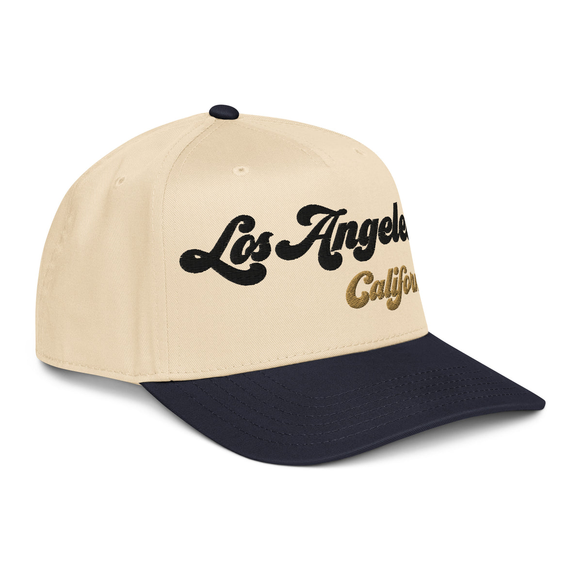 Casquette Snapback, brodée « Los Angeles California », en Navy/Natural, vue de trois quarts, image 16