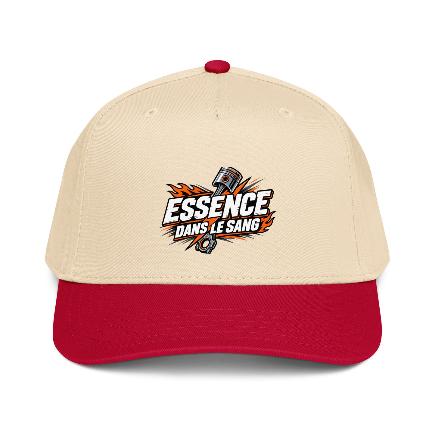 Casquette Snapback, brodée « Essence dans le moteur », en Red/Natural, vue de face, image 9