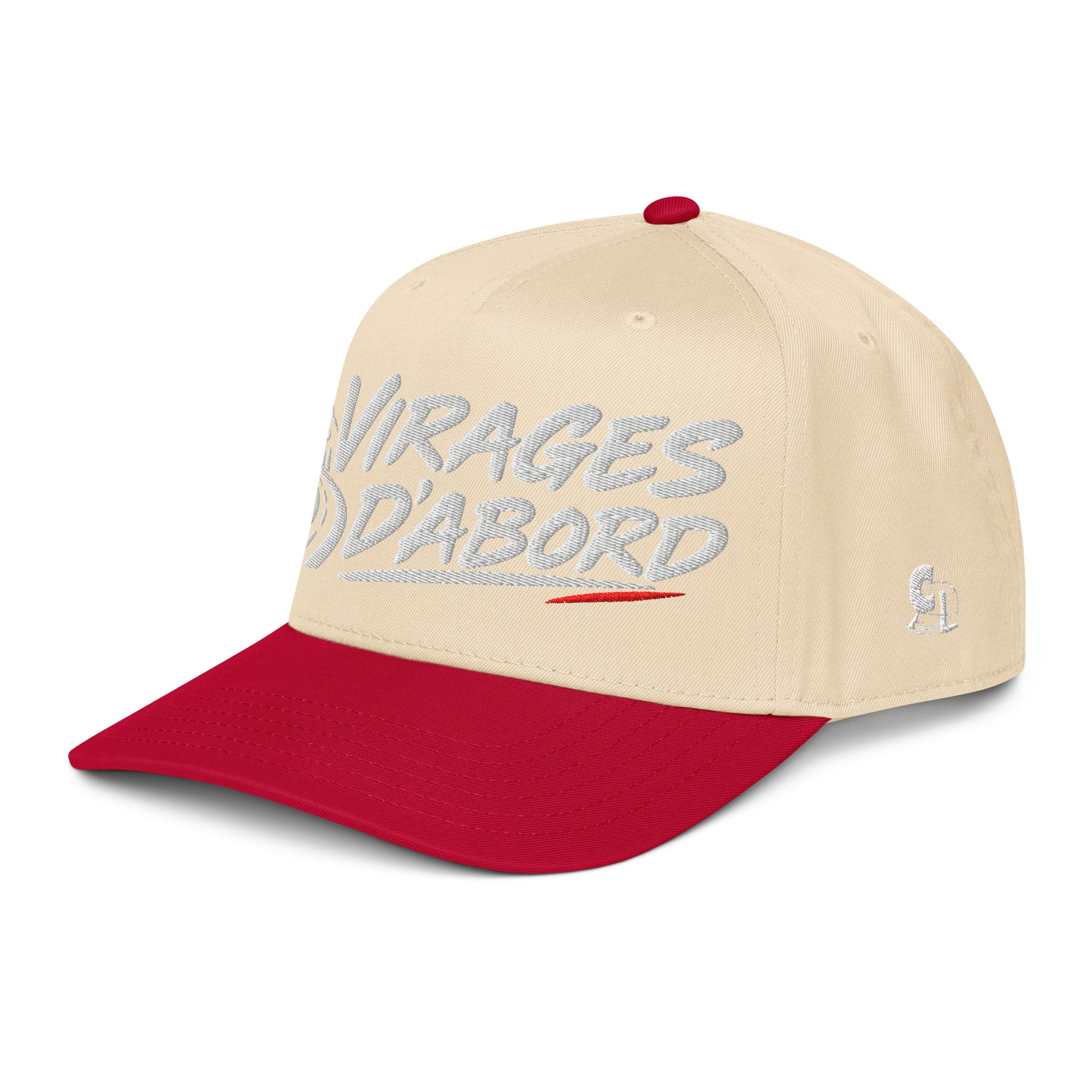 Casquette Snapback, brodée « Virages d'abord », en Red/Natural, vue de trois quarts, image 14