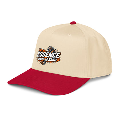 Casquette Snapback, brodée « Essence dans le moteur », en Red/Natural, vue de trois quarts, image 11