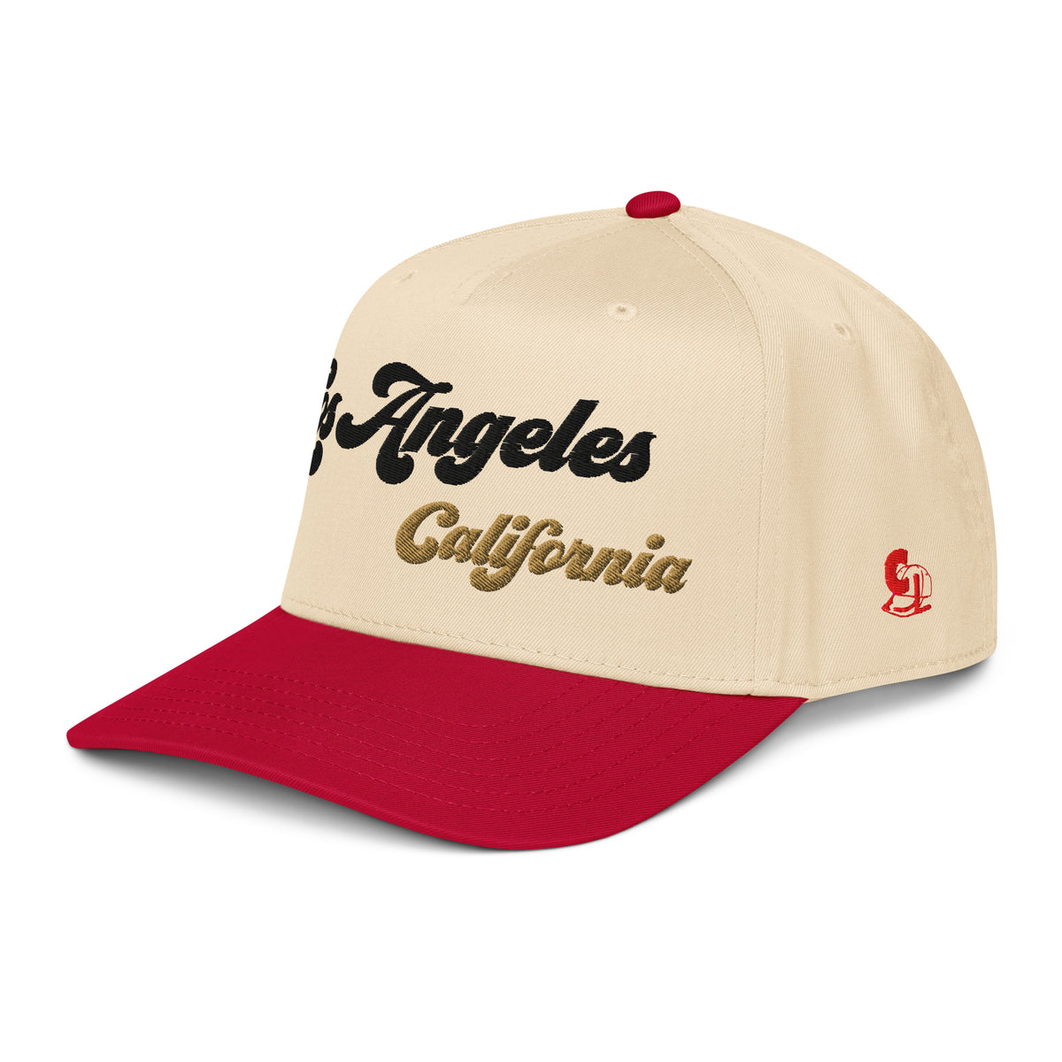 Casquette Snapback, brodée « Los Angeles California », en Red/Natural, vue de trois quarts, image 12