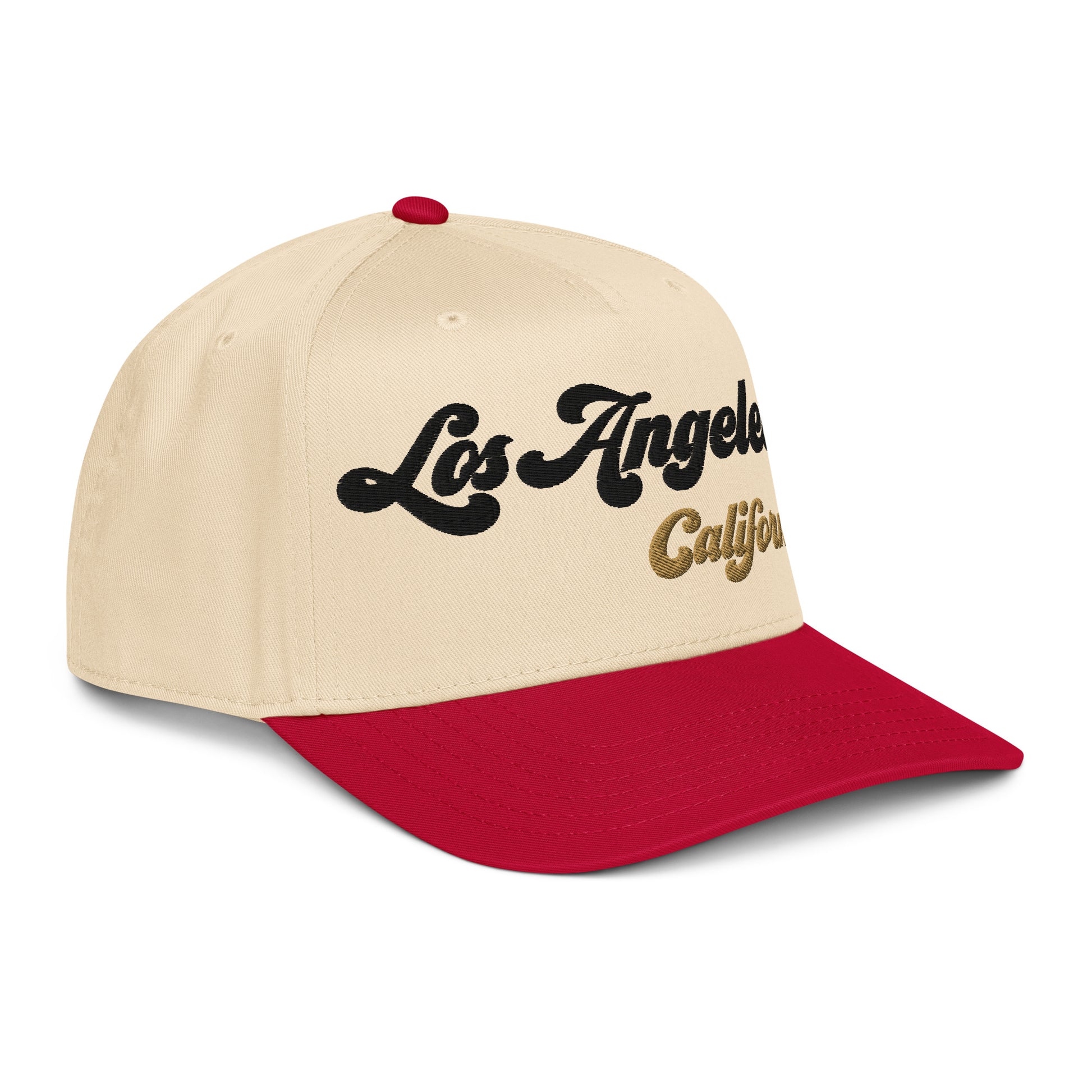 Casquette Snapback, brodée « Los Angeles California », en Red/Natural, vue de trois quarts, image 13