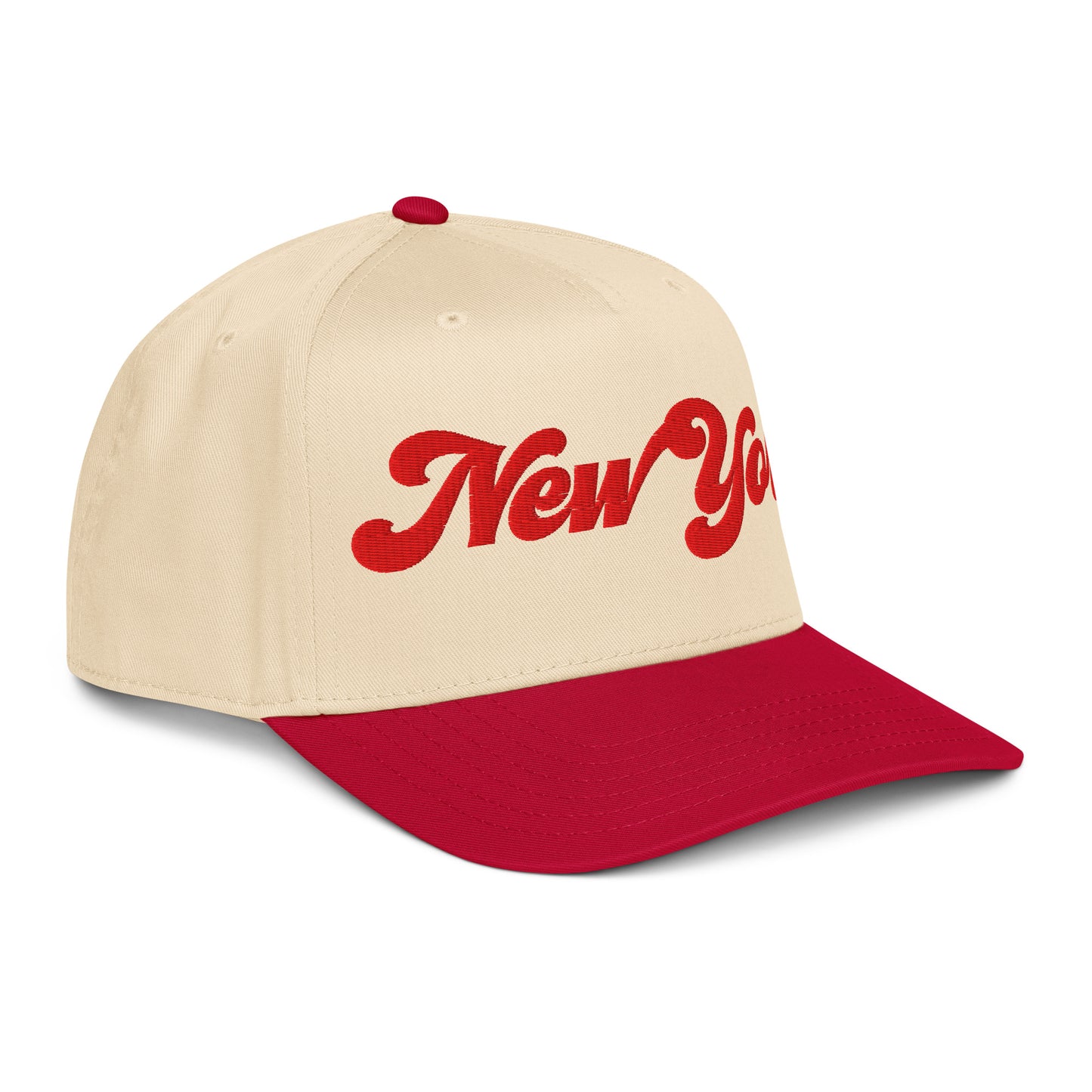 Casquette Snapback, brodée « New York », en Red/Natural, vue de trois quarts, image 12