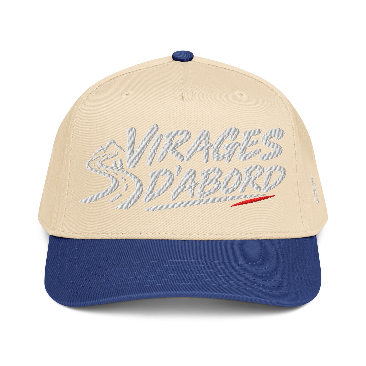 Casquette Snapback, brodée « Virages d'abord », en Royal/Natural, vue de face, image 4