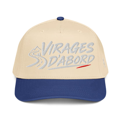 Casquette Snapback, brodée « Virages d'abord », en Royal/Natural, vue de face, image 4