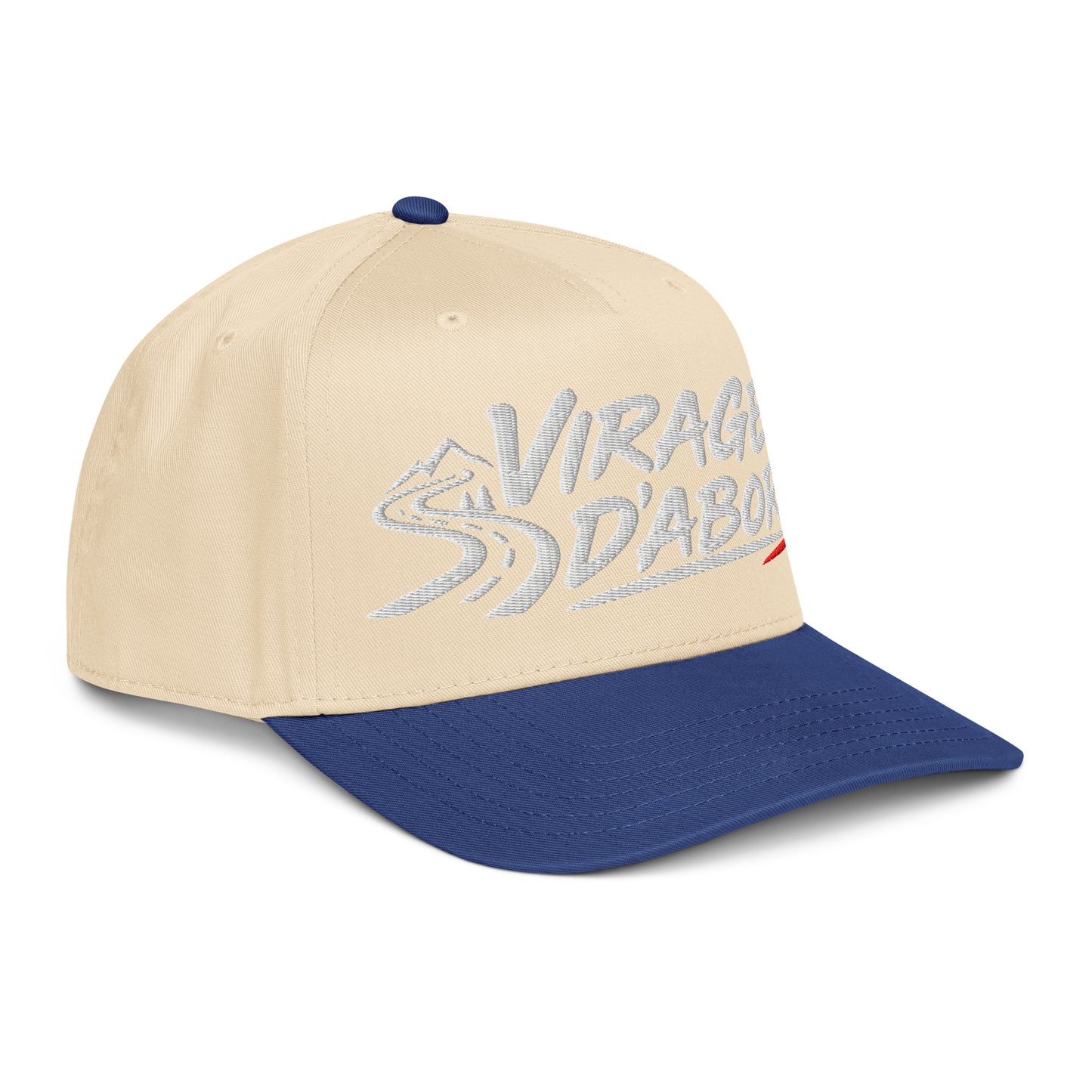 Casquette Snapback, brodée « Virages d'abord », en Royal/Natural, vue de trois quarts, image 25