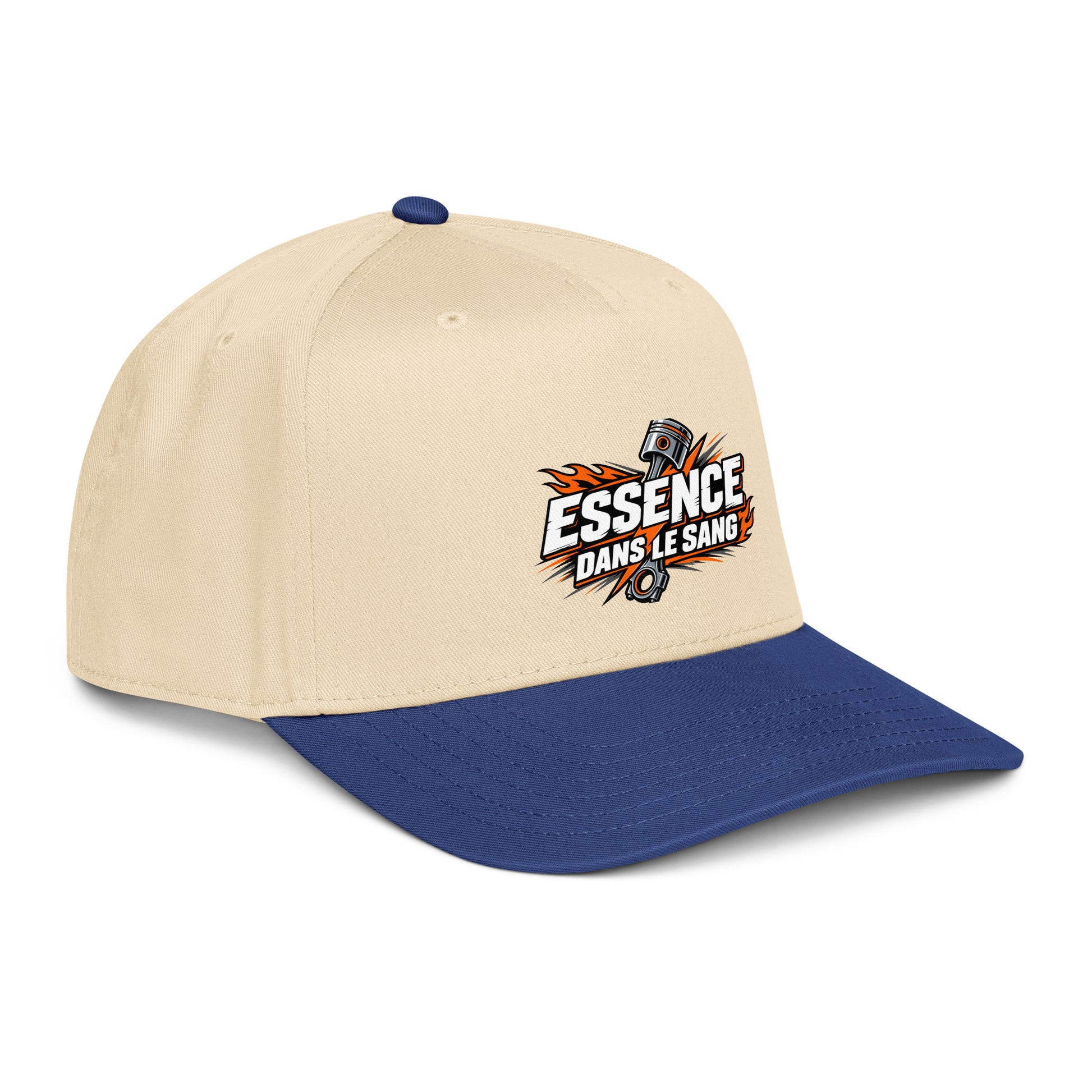 Casquette Snapback, brodée « Essence dans le moteur », en Royal/Natural, vue de trois quarts, image 24