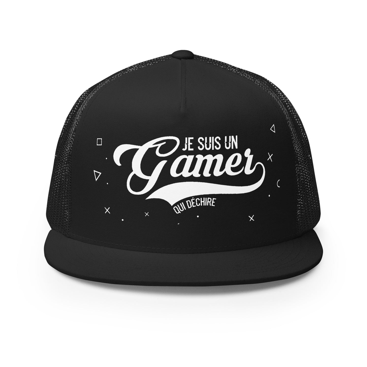 Casquette Trucker, brodée « Je suis un gamer qui déchire », en Noir, vue de face, image 8