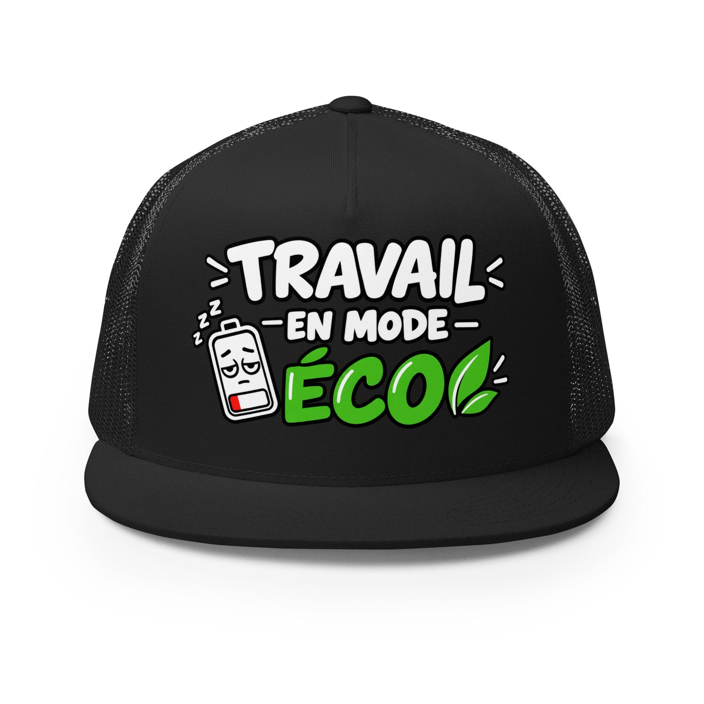 Casquette Trucker, brodée « travail en mode éco », en Noir, vue de face, image 16