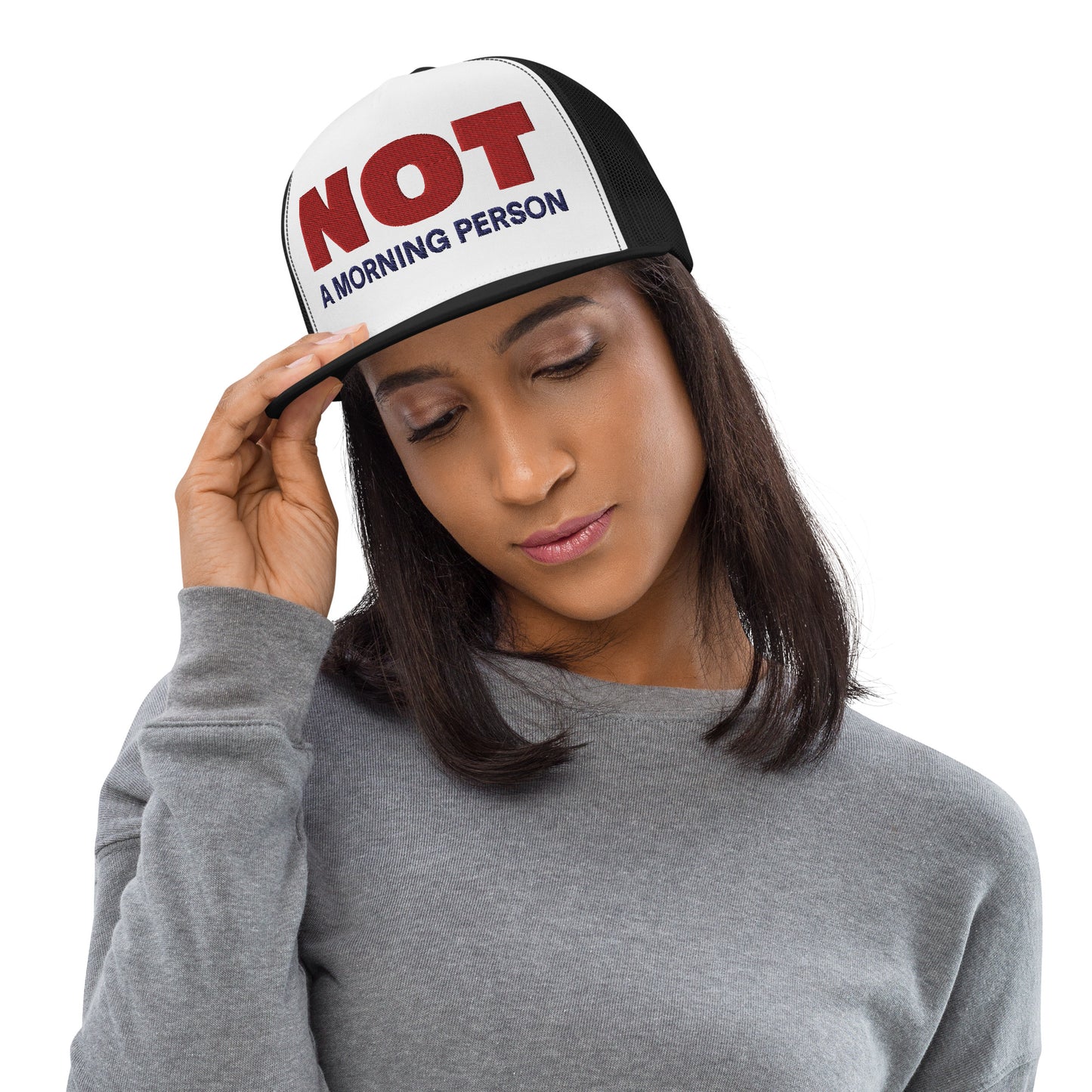 Casquette Trucker de couleur noire "Not A Morning Person"