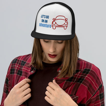 Casquette Trucker de couleur noire "Let's go on in adventure"