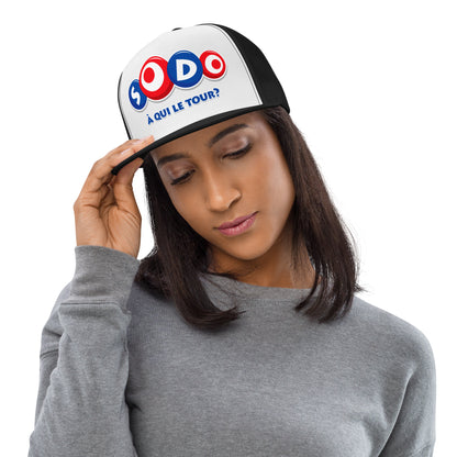 Casquette Trucker, brodée « Sodo, à qui le tour ? », vue de face, image 4
