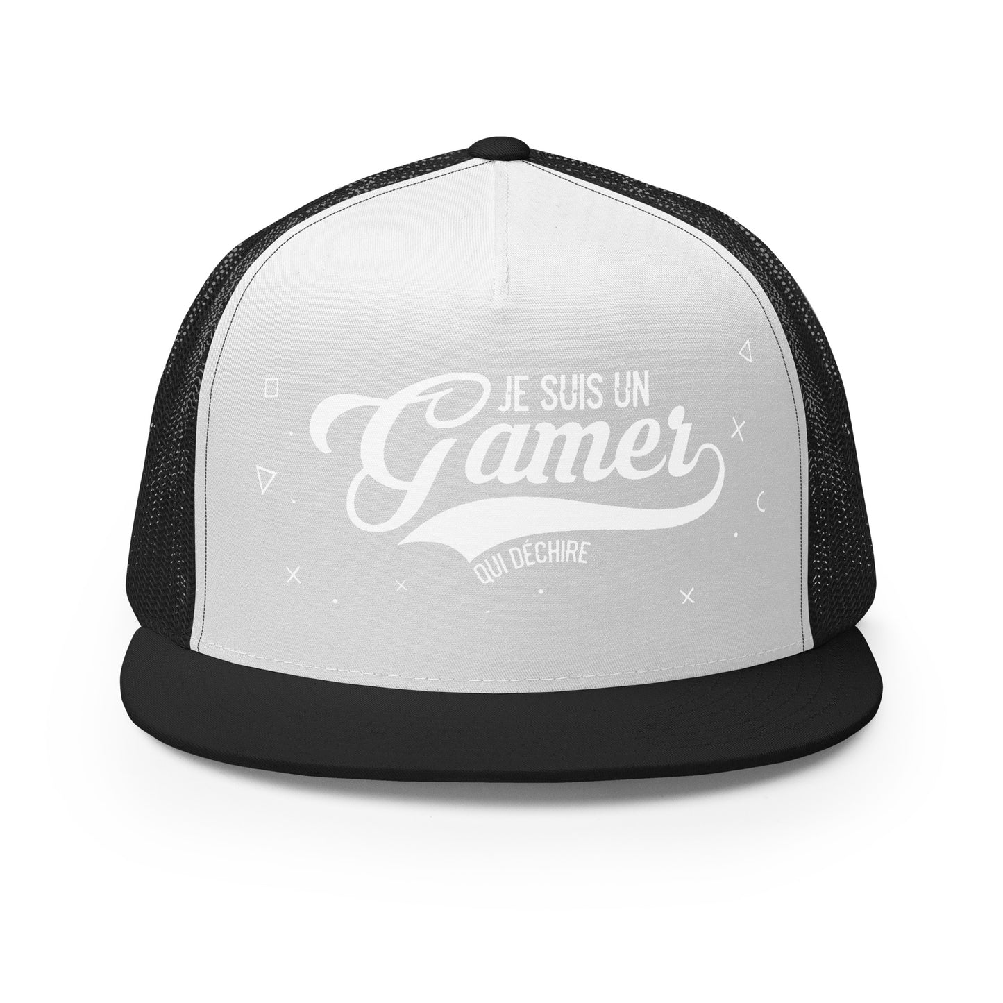 Casquette Trucker, brodée « Je suis un gamer qui déchire », en Noir, vue de face, image 25