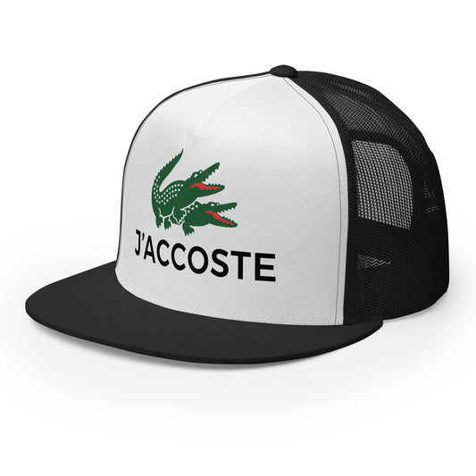 Casquette Trucker, brodée « J'accoste », vue de trois quarts