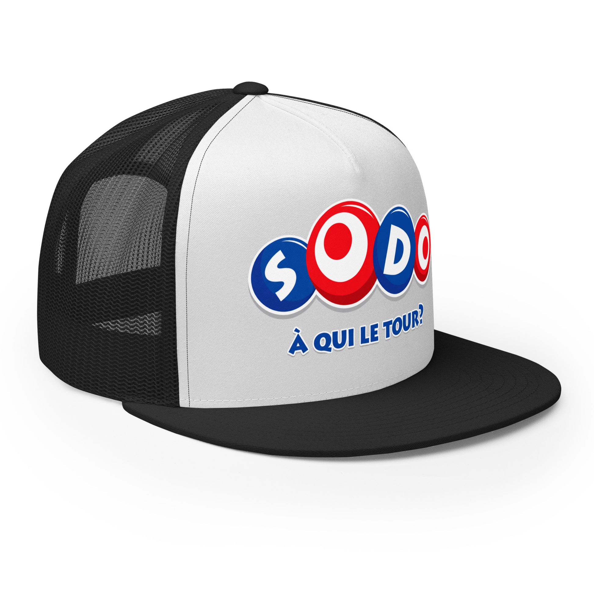 Casquette Trucker, brodée « Sodo, à qui le tour ? », vue de trois quarts, image 11
