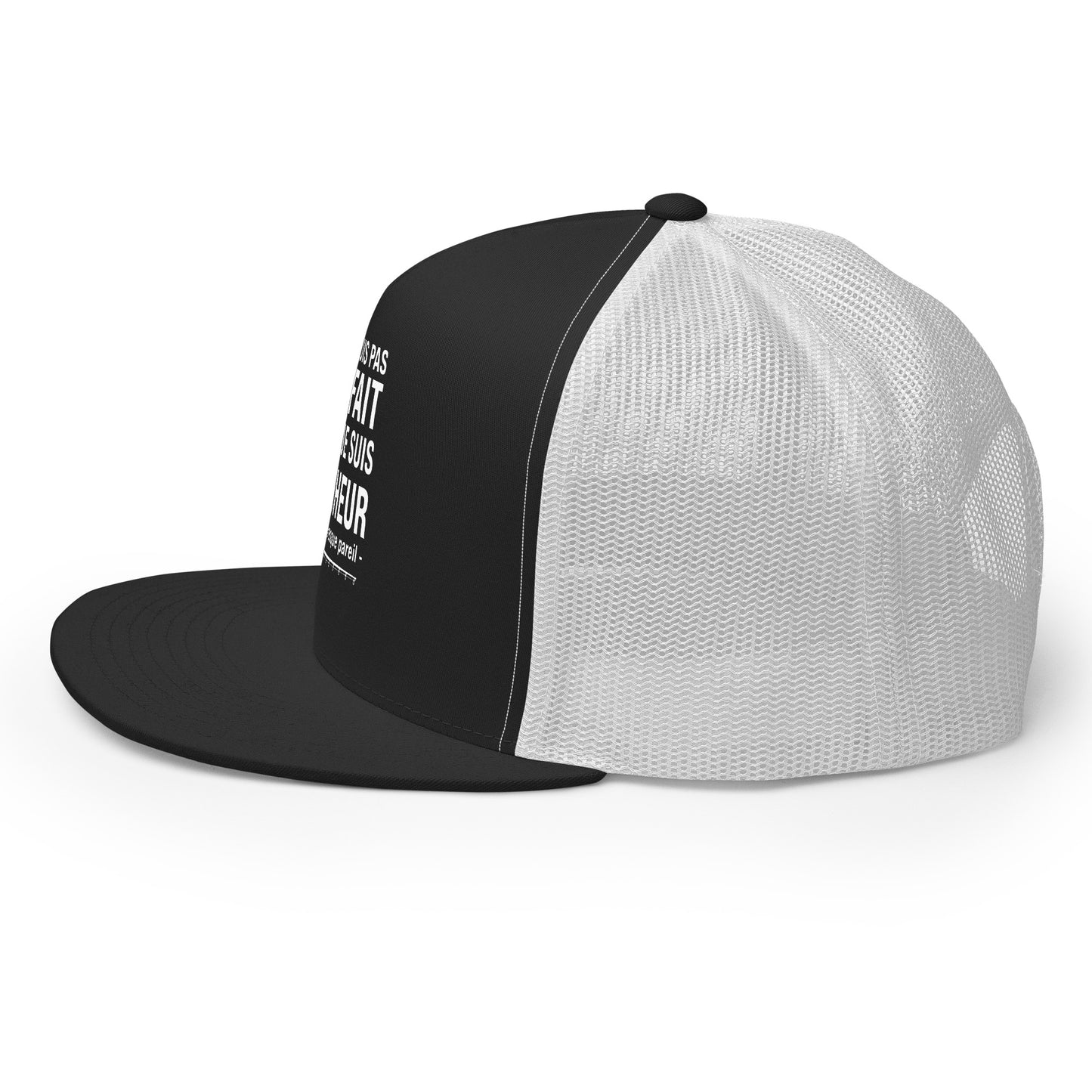 Casquette Trucker, brodée « Je ne suis pas parfait mais je suis pêcheur, c'est presque pareil », en Noir, image 4