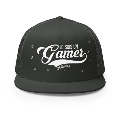 Casquette Trucker, brodée « Je suis un gamer qui déchire », vue de face, image 20