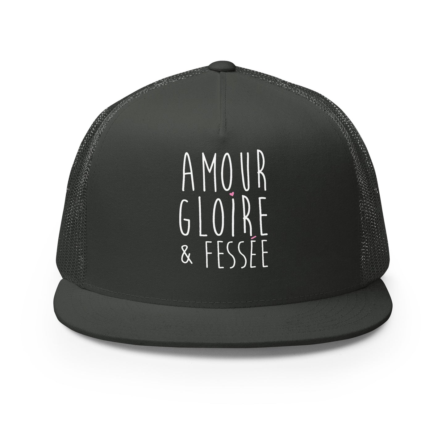 Casquette Trucker, brodée « Amour, Gloire & Fessée », vue de face, image 19