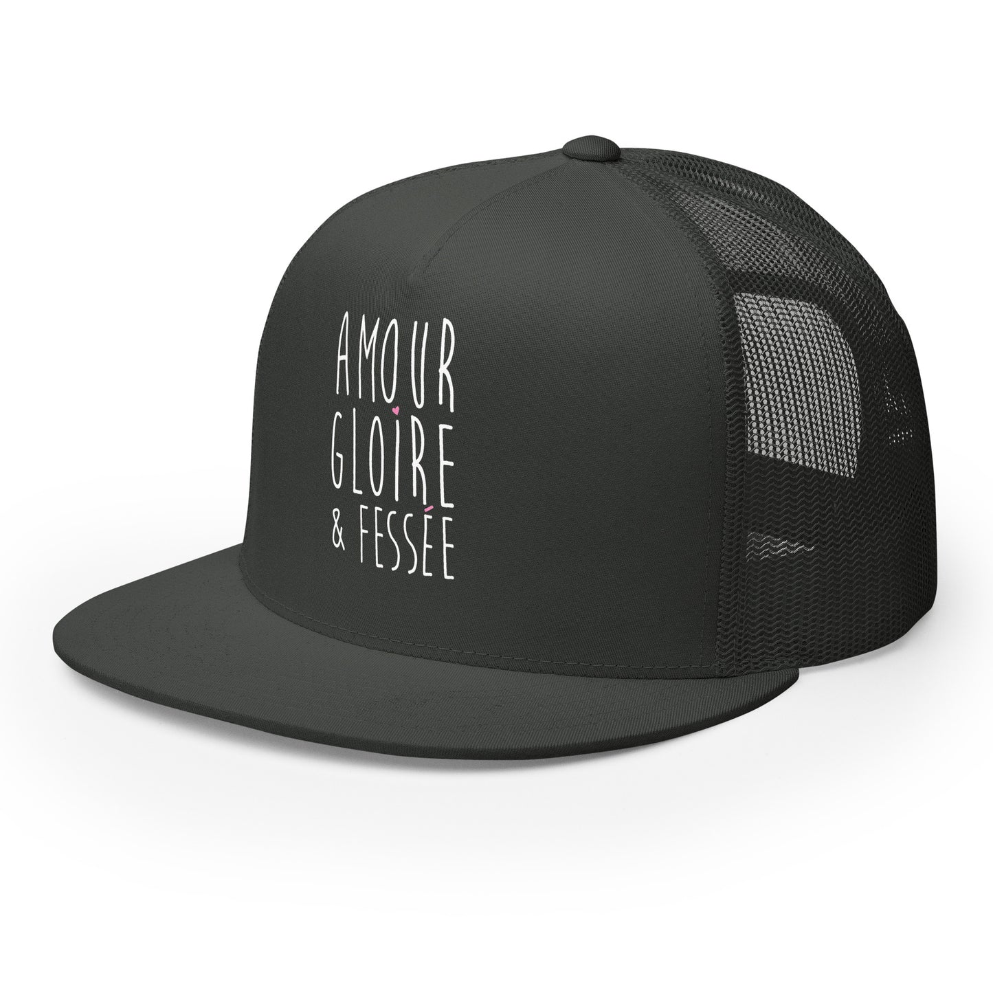 Casquette Trucker, brodée « Amour, Gloire & Fessée », vue de trois quarts, image 22