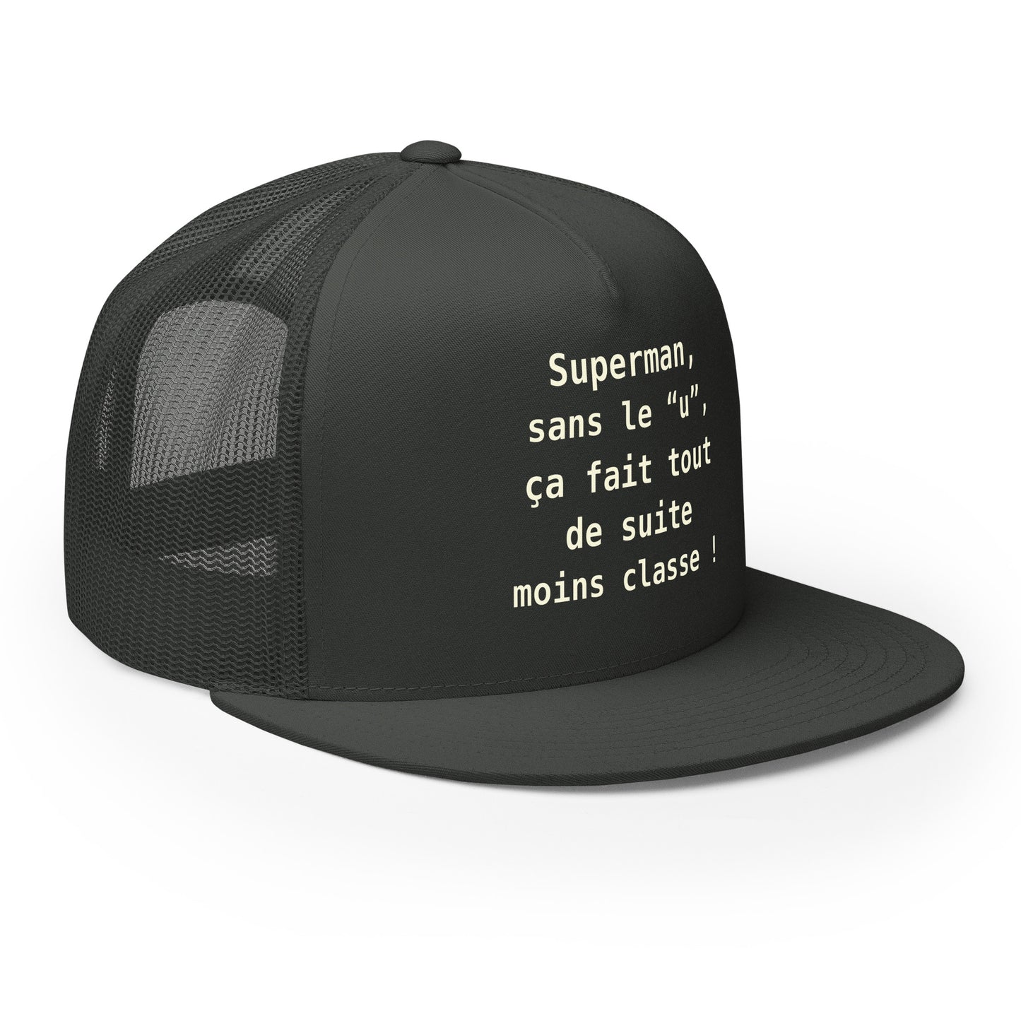 Casquette Trucker, brodée « , ça fait tout de suite moins classe ! », vue de trois quarts, image 24