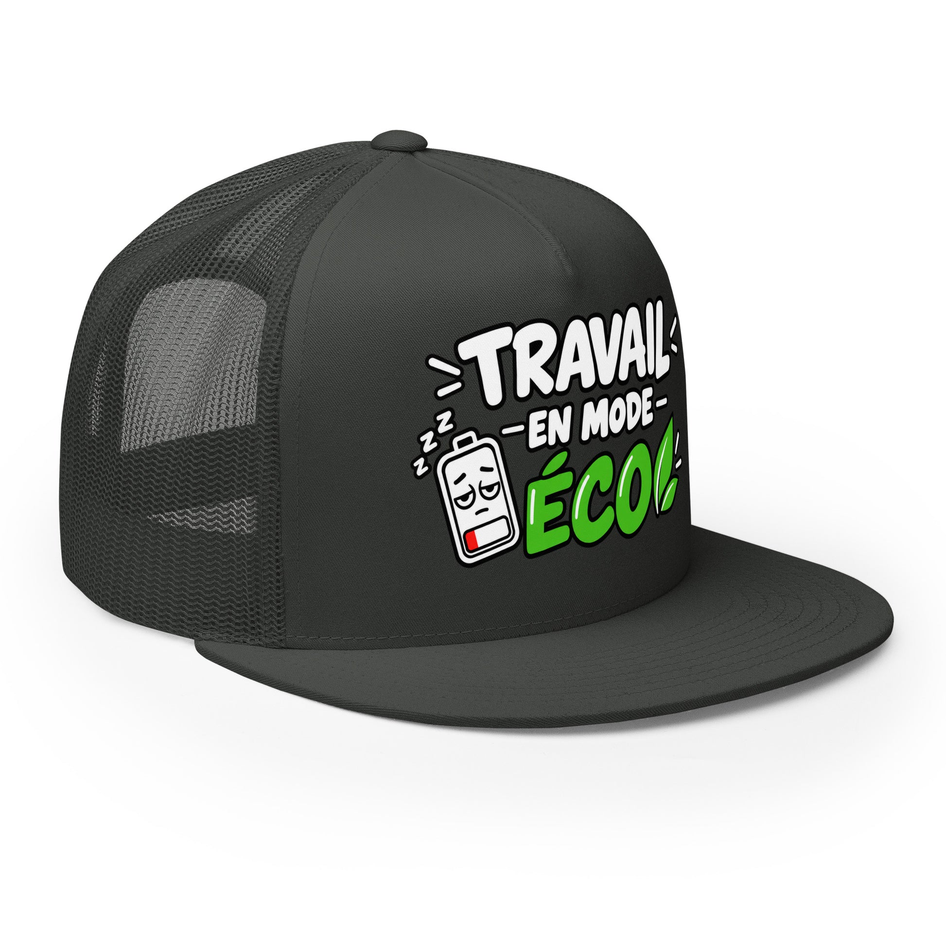Casquette Trucker, brodée « travail en mode éco », vue de trois quarts, image 30