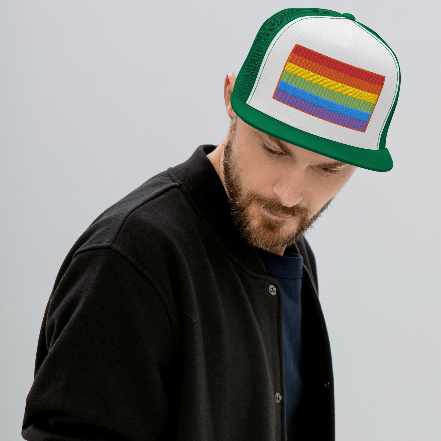 Casquette Trucker de couleur verte "Drapeau Rainbow"