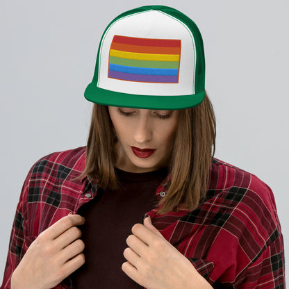 Casquette Trucker de couleur verte "Drapeau Rainbow"