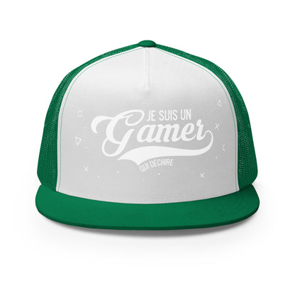 Casquette Trucker, brodée « Je suis un gamer qui déchire », vue de face, image 49