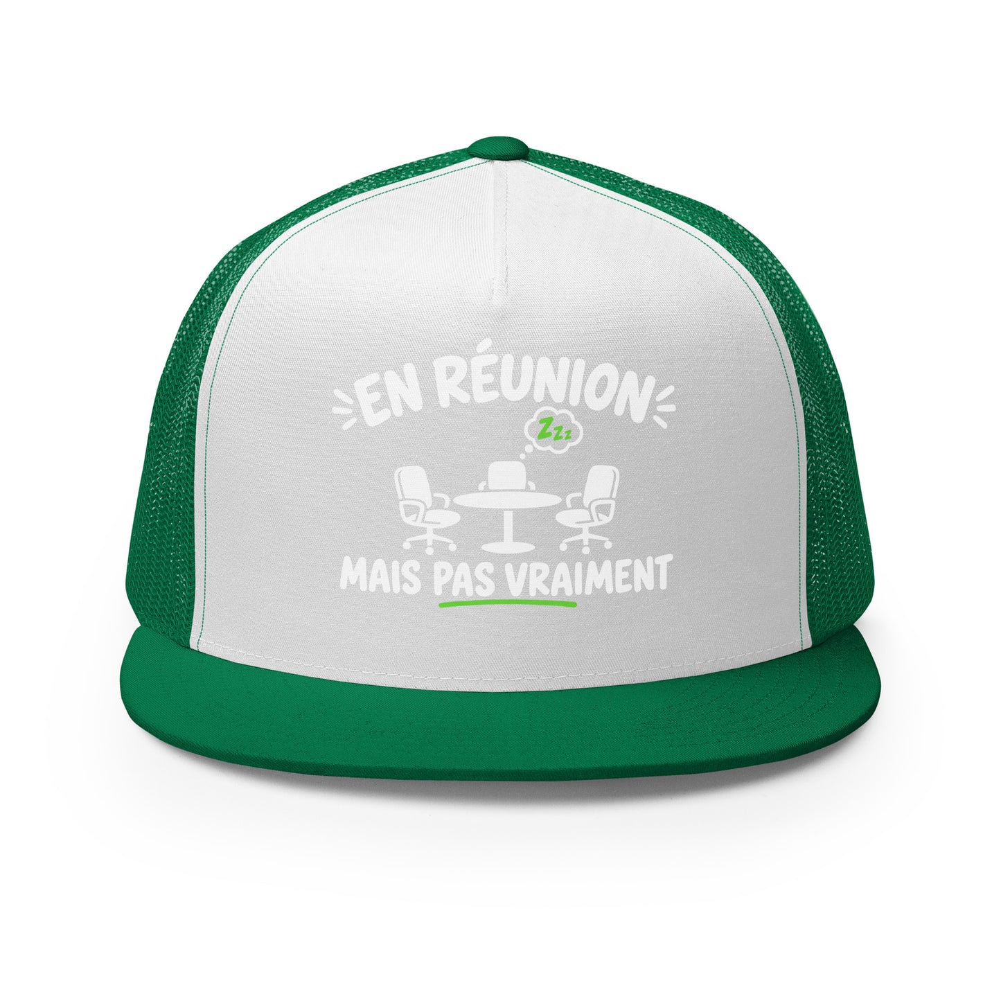 Casquette Trucker, brodée « En réunion mais pas vraiment », vue de face, image 6